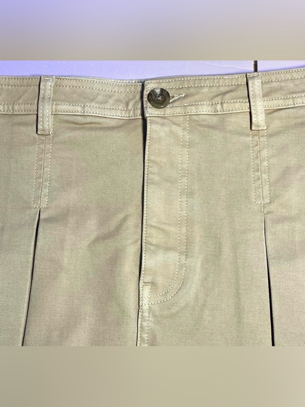 DL 1961 Size 28 Utility Mini Skirt Almond Soft Khaki Twill Classic Pleat Cotton - Picture 9 of 14